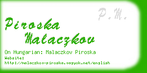 piroska malaczkov business card